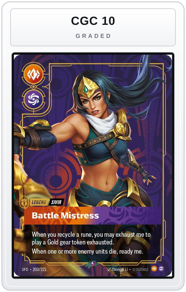 Graded - Sivir - Battle Mistress — CGC 10 graded overlay