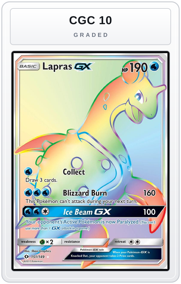 Graded - Lapras GX (Secret) — CGC 10 graded overlay