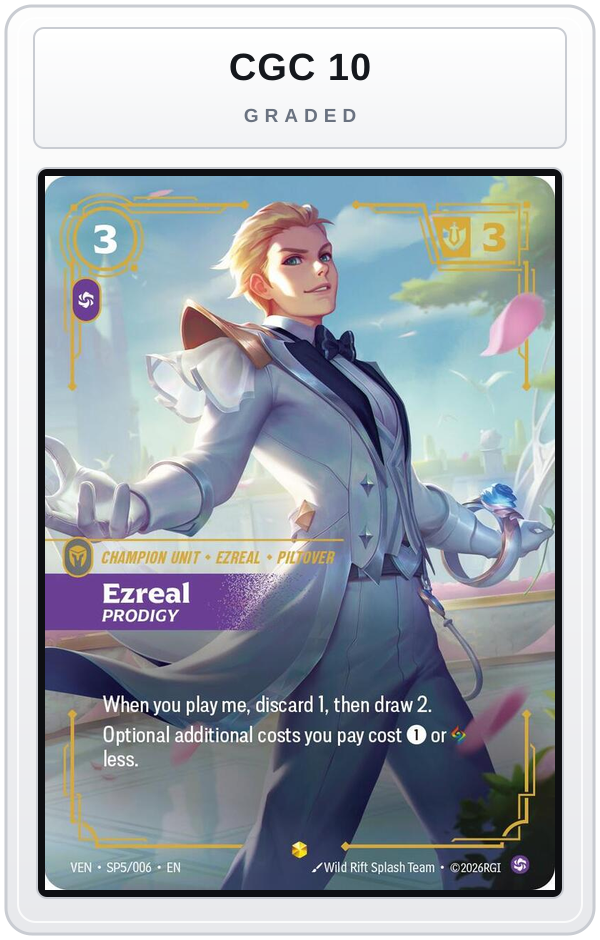Graded - Ezreal, Prodigy — CGC 10 graded overlay