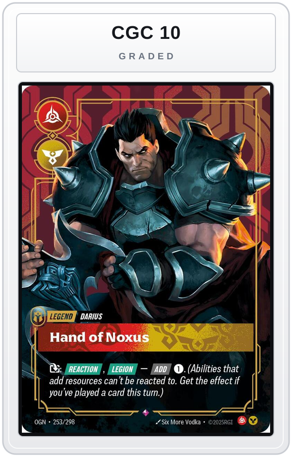 Graded - Darius, Hand of Noxus — CGC 10 graded overlay