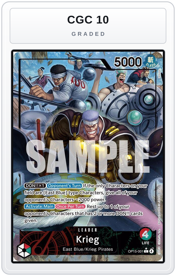 Graded - Krieg (OP15-001) (Alternate Art) — CGC 10 graded overlay