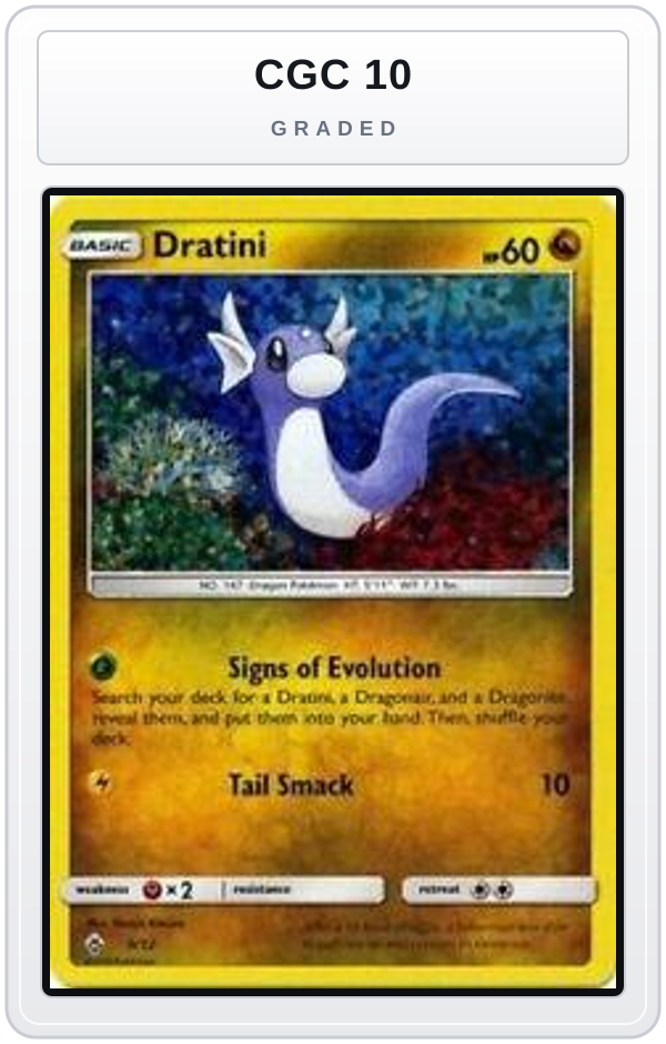 Graded - Dratini - 9/12 — CGC 10 graded overlay
