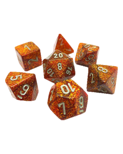 Chessex- 7pc Mini Polyhedral: Glitter / Gold/Silver