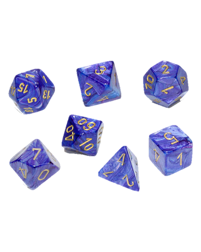 Chessex- 7pc Polyhedral: Lustrous / Purple/Gold