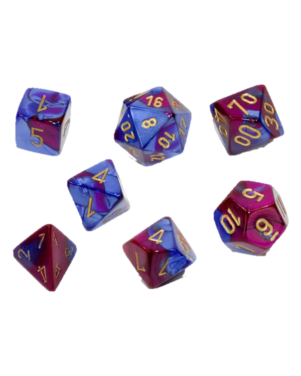 Chessex- 7pc Polyhedral: Gemini / Blue-Purple/Gold