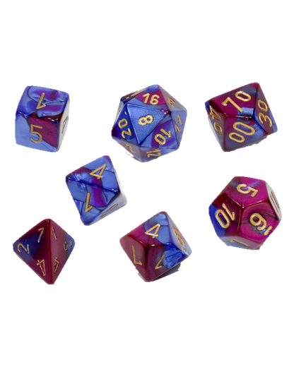 Chessex- 7pc Polyhedral: Gemini / Blue-Purple/Gold