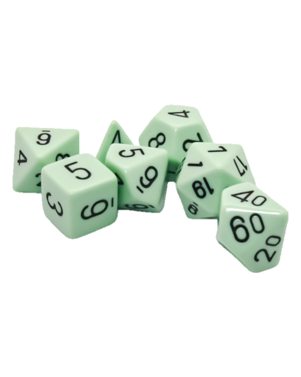 Chessex- 7pc Polyhedral: Opaque / Pastel Green/Black