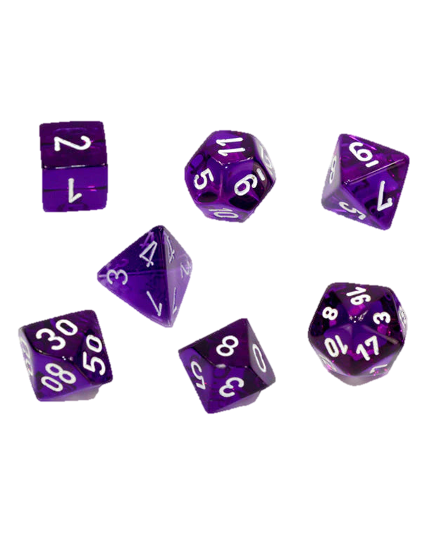 Chessex- 7pc Polyhedral: Translucent / Purple/White