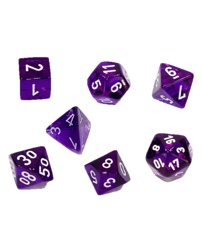 Chessex- 7pc Polyhedral: Translucent / Purple/White