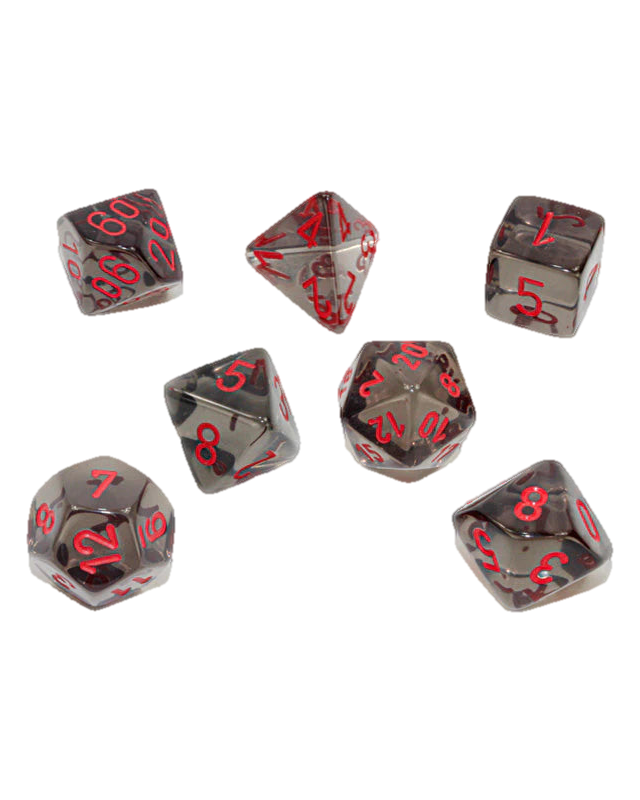 Chessex- 7pc Polyhedral: Translucent / Smoke/Red