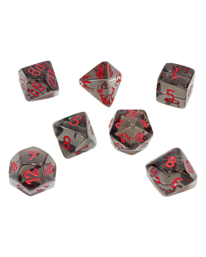 Chessex- 7pc Polyhedral: Translucent / Smoke/Red