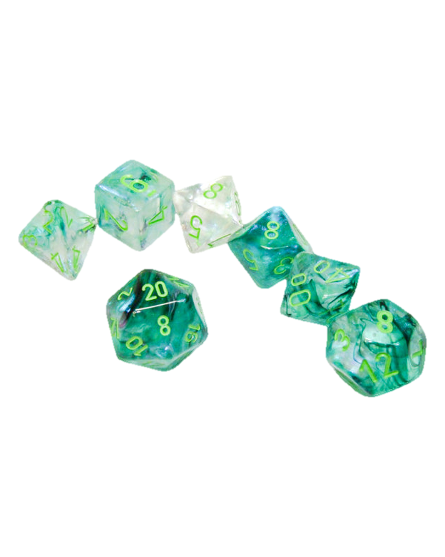 Chessex- 7pc Polyhedral: Borealis / Kelp/Light Green
