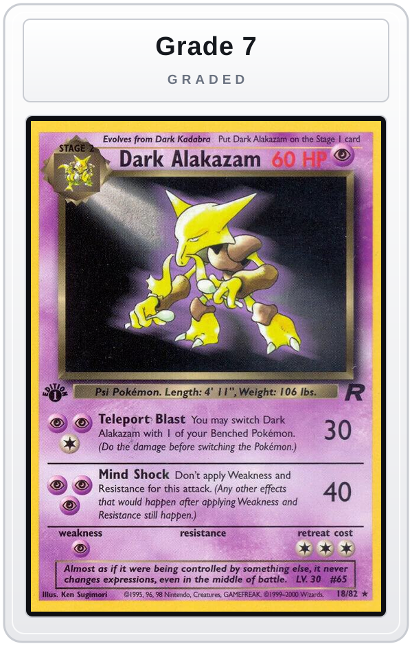 Graded - Dark Alakazam (18) — Grade 7 graded overlay