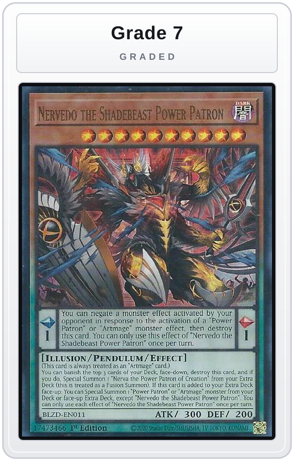 Graded - Nervedo the Shadebeast Power Patron — Grade 7 graded overlay