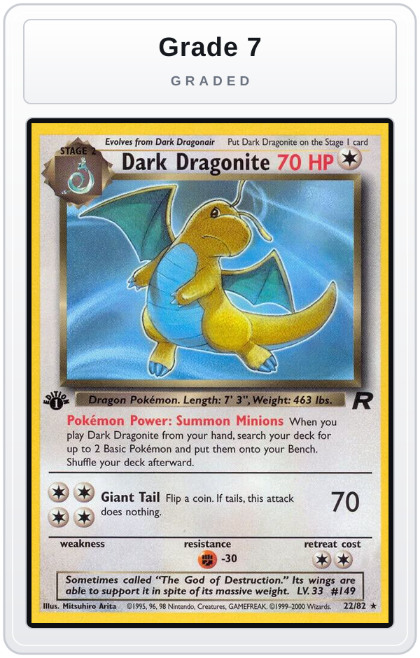 Graded - Dark Dragonite (22) — Grade 7 graded overlay