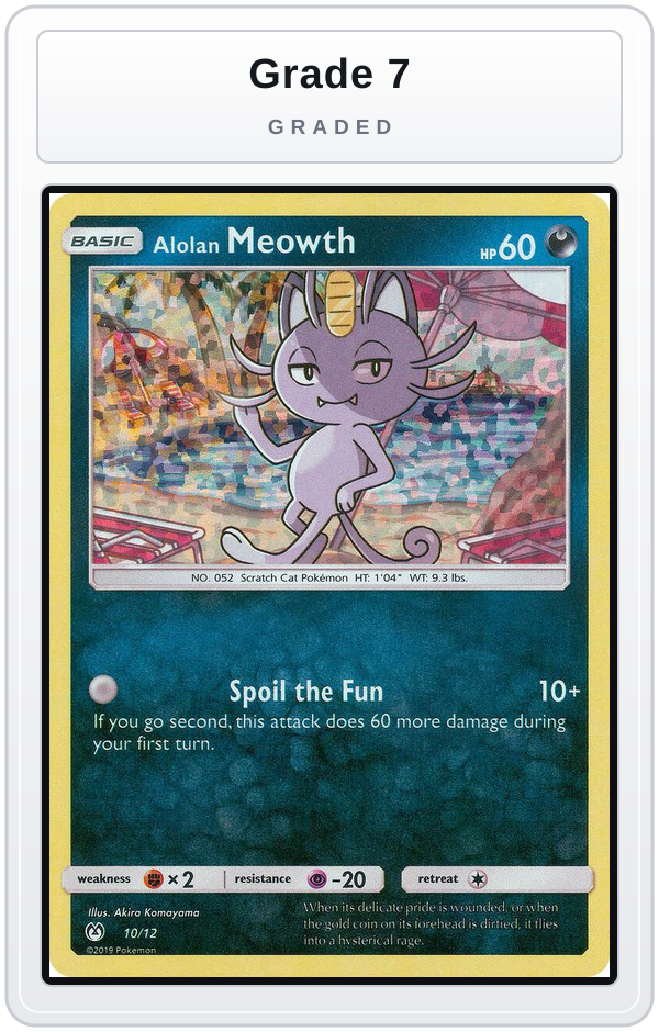 Graded - Alolan Meowth - 10/12 — Grade 7 graded overlay