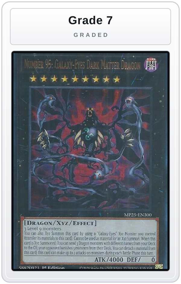 Graded - Number 95: Galaxy-Eyes Dark Matter Dragon — Grade 7 graded overlay