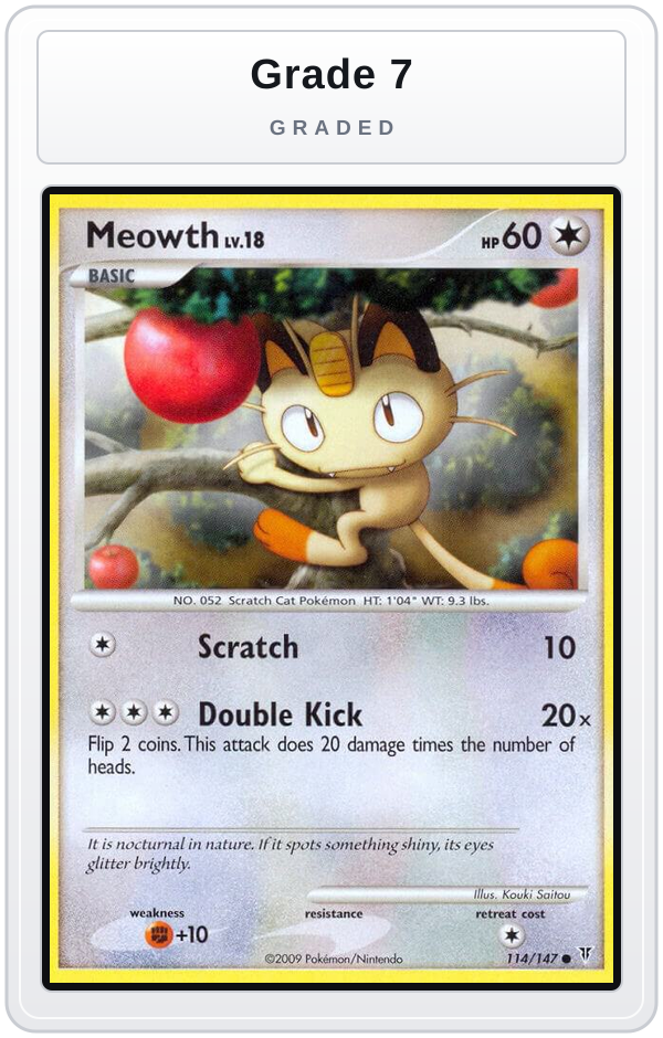 Graded - Meowth — Grade 7 graded overlay