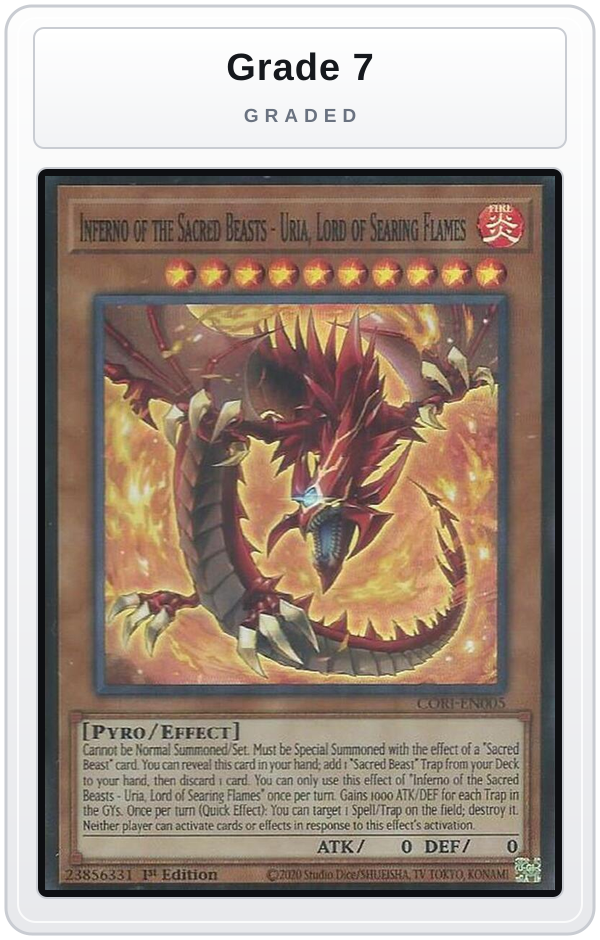 Graded - Inferno of the Sacred Beasts - Uria, Lord of Searing Flames — Grade 7 graded overlay