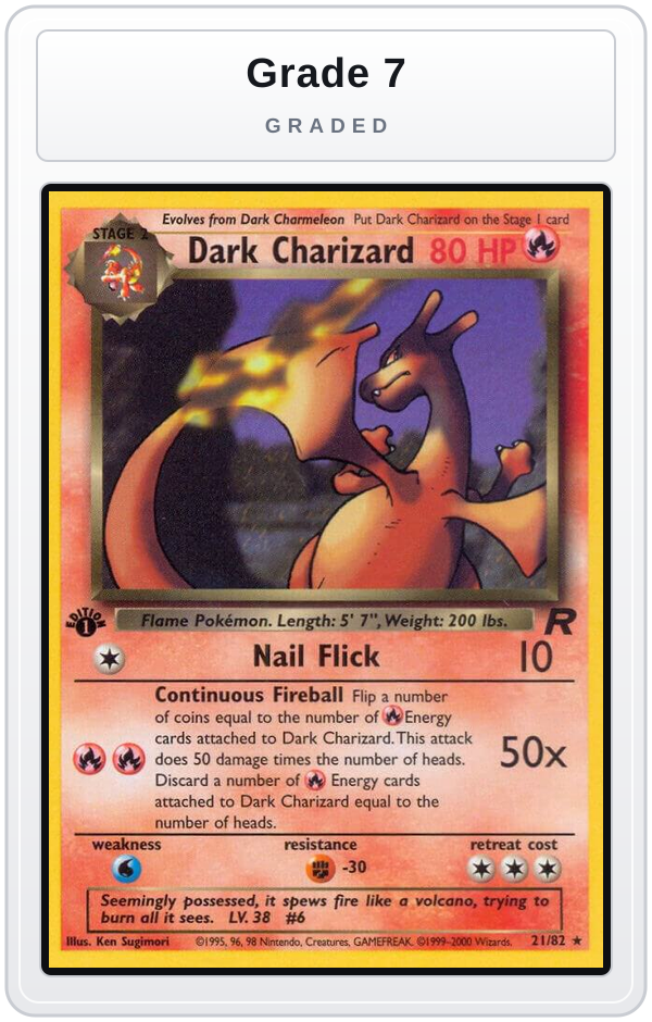 Graded - Dark Charizard (21) — Grade 7 graded overlay