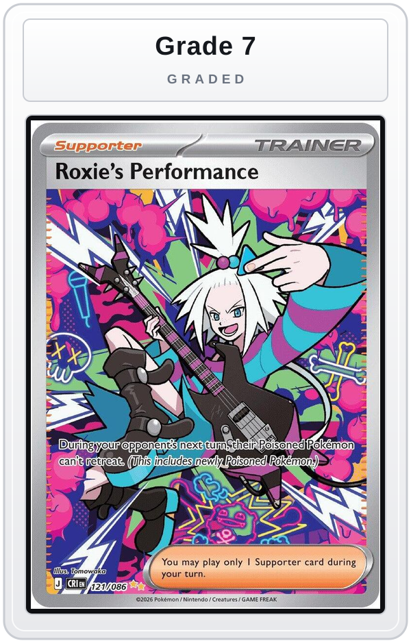 Graded - Roxie's Performance - 121/086 — Grade 7 graded overlay