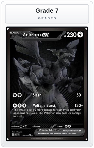 Graded - Zekrom ex - 172/086 — Grade 7 graded overlay