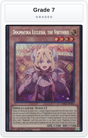 Graded - Dogmatika Ecclesia, the Virtuous (Secret Rare) — Grade 7 graded overlay