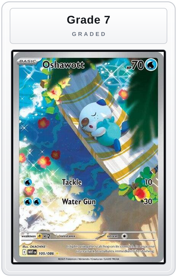 Graded - Oshawott - 105/086 — Grade 7 graded overlay