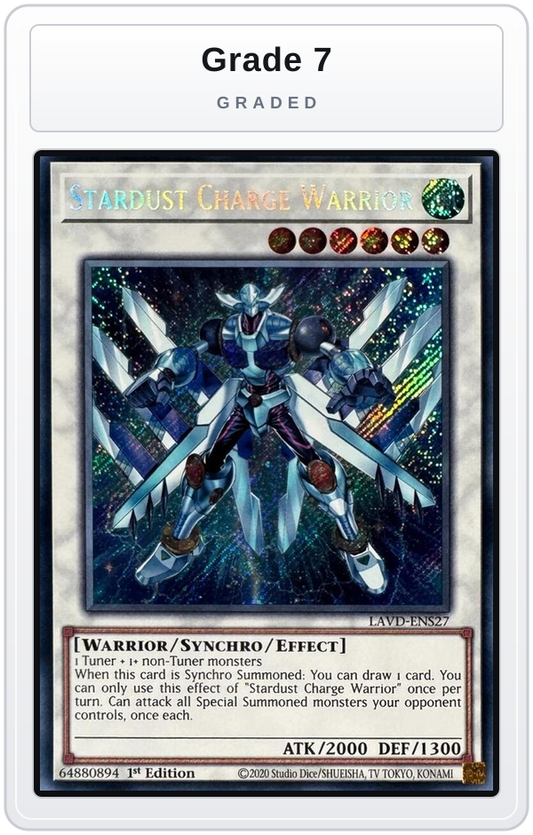Graded - Stardust Charge Warrior (Secret Rare) — Grade 7 graded overlay