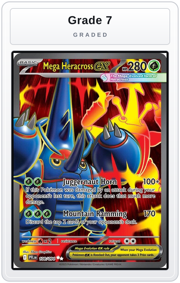 Graded - Mega Heracross ex - 108/094 — Grade 7 graded overlay