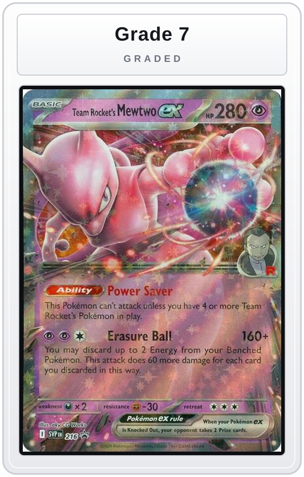 Graded - Team Rocket's Mewtwo ex - 216 — Grade 7 graded overlay