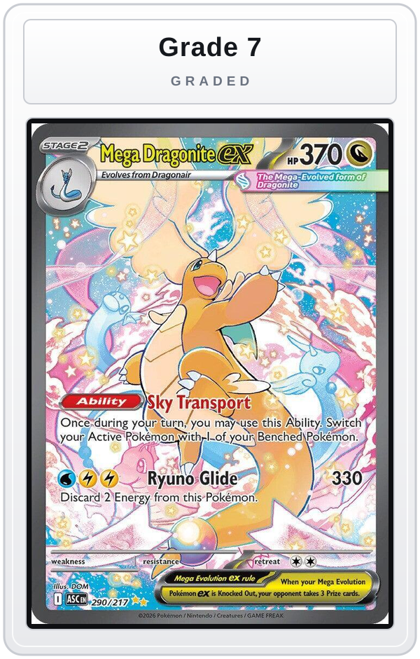 Graded - Mega Dragonite ex - 290/217 — Grade 7 graded overlay