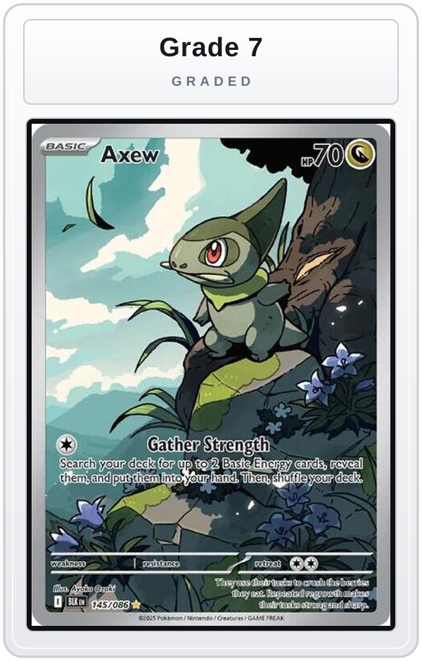 Graded - Axew - 145/086 — Grade 7 graded overlay