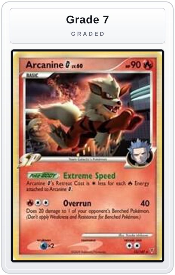 Graded - Arcanine G - 15/147 — Grade 7 graded overlay