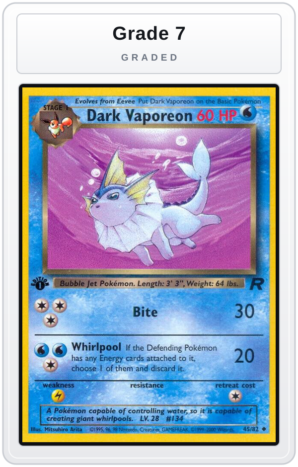 Graded - Dark Vaporeon — Grade 7 graded overlay