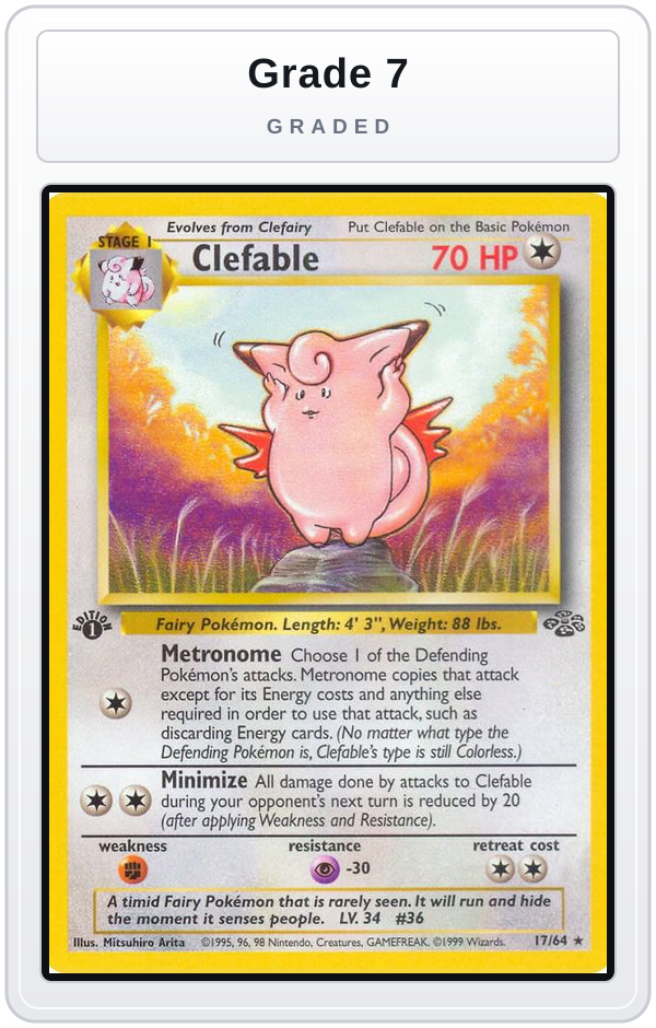 Graded - Clefable (17) — Grade 7 graded overlay