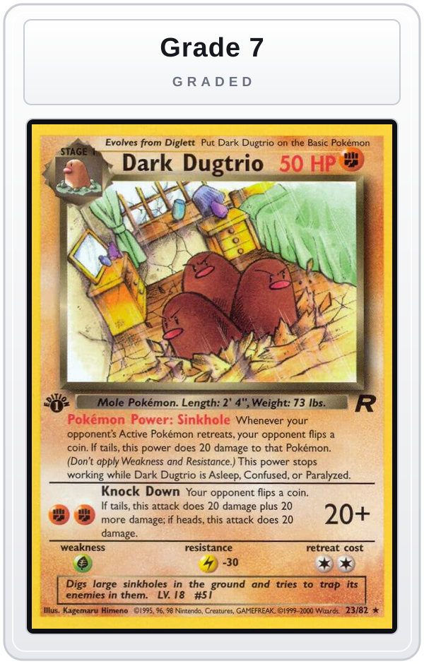 Graded - Dark Dugtrio (23) — Grade 7 graded overlay