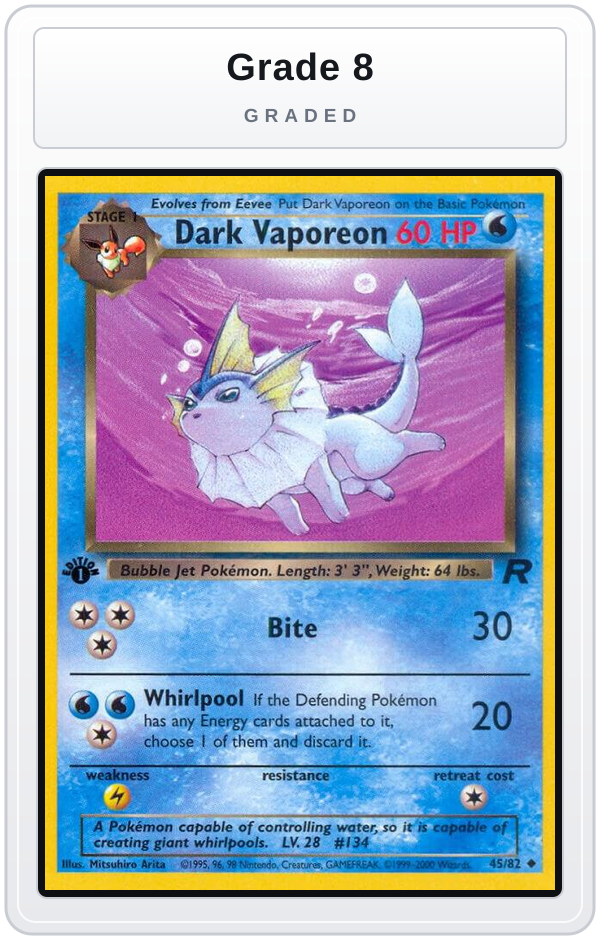 Graded - Dark Vaporeon — Grade 8 graded overlay