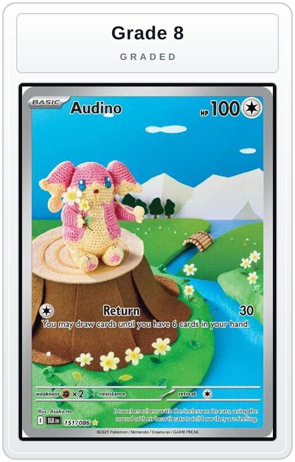 Graded - Audino - 151/086 — Grade 8 graded overlay