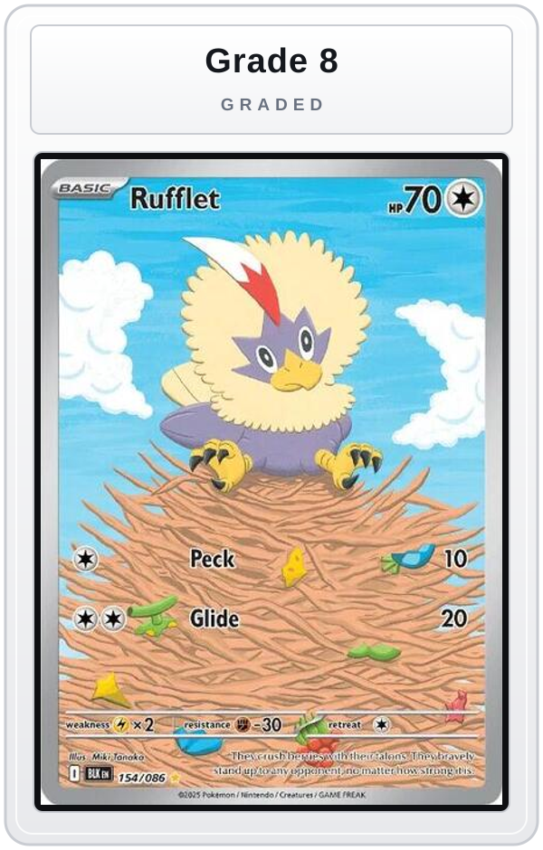 Graded - Rufflet - 154/086 — Grade 8 graded overlay