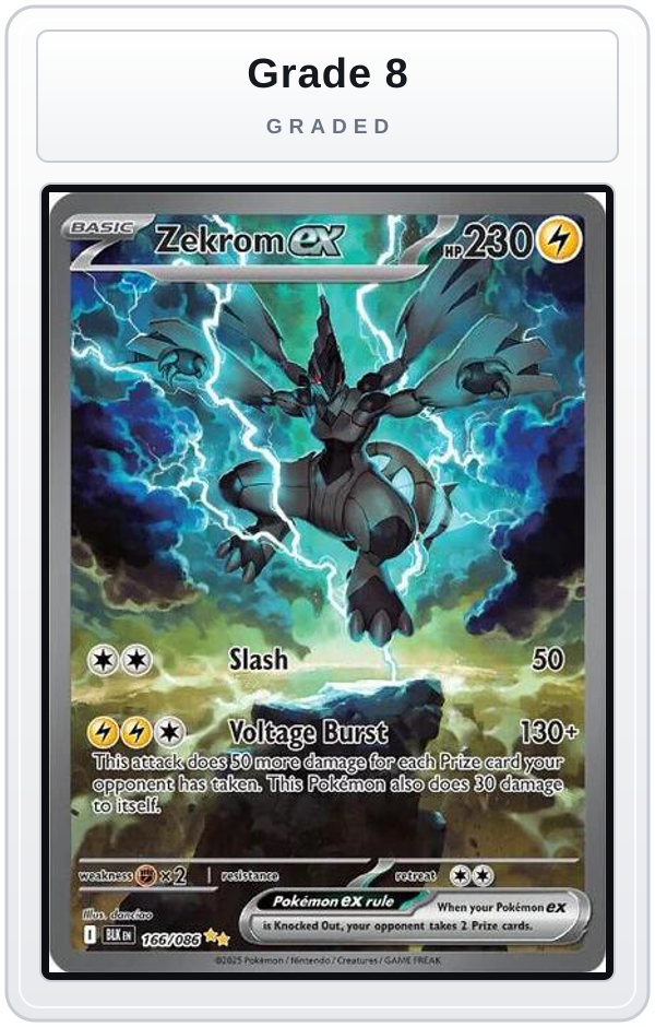 Graded - Zekrom ex - 166/086 — Grade 8 graded overlay