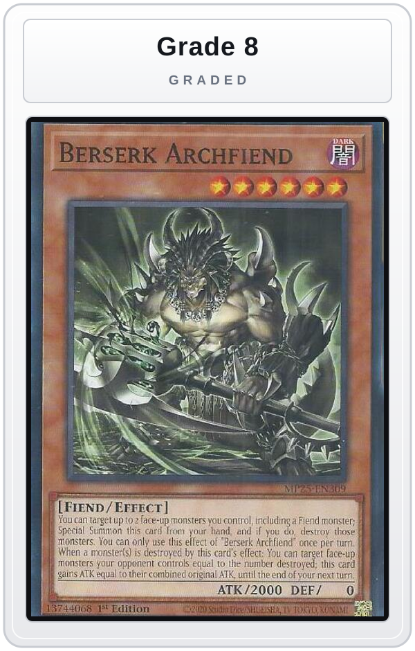 Graded - Berserk Archfiend — Grade 8 graded overlay