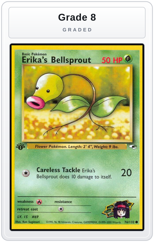 Graded - Erika's Bellsprout (76) — Grade 8 graded overlay