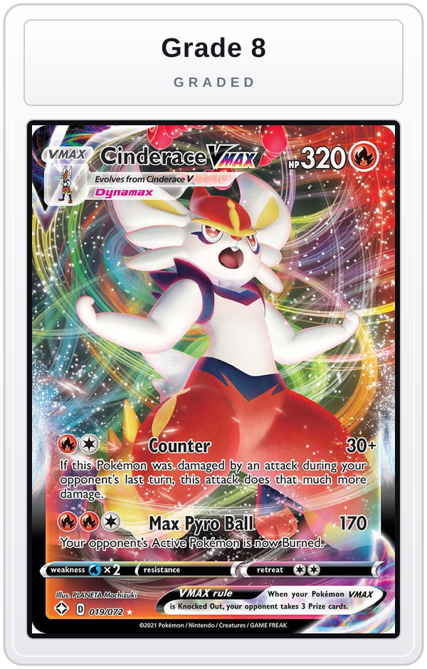 Graded - Cinderace VMAX — Grade 8 graded overlay