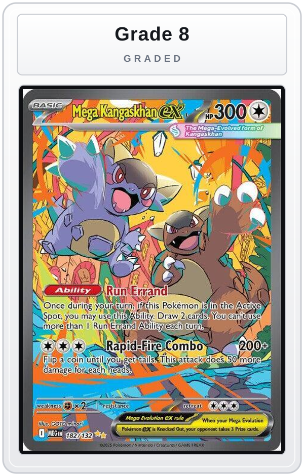 Graded - Mega Kangaskhan ex - 182/132 — Grade 8 graded overlay