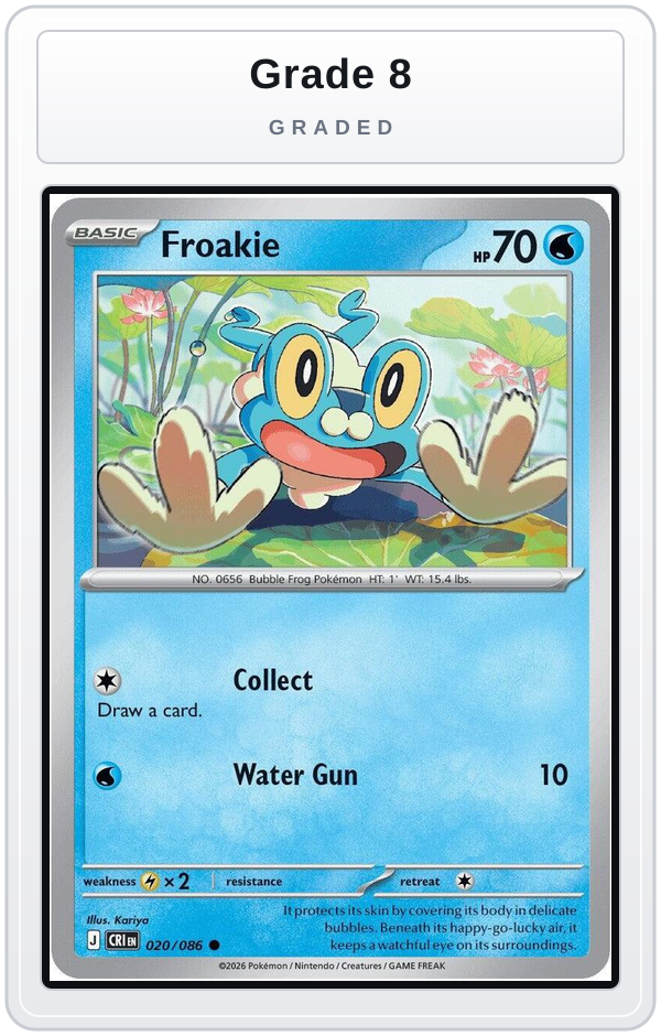 Graded - Froakie - 020/086 — Grade 8 graded overlay