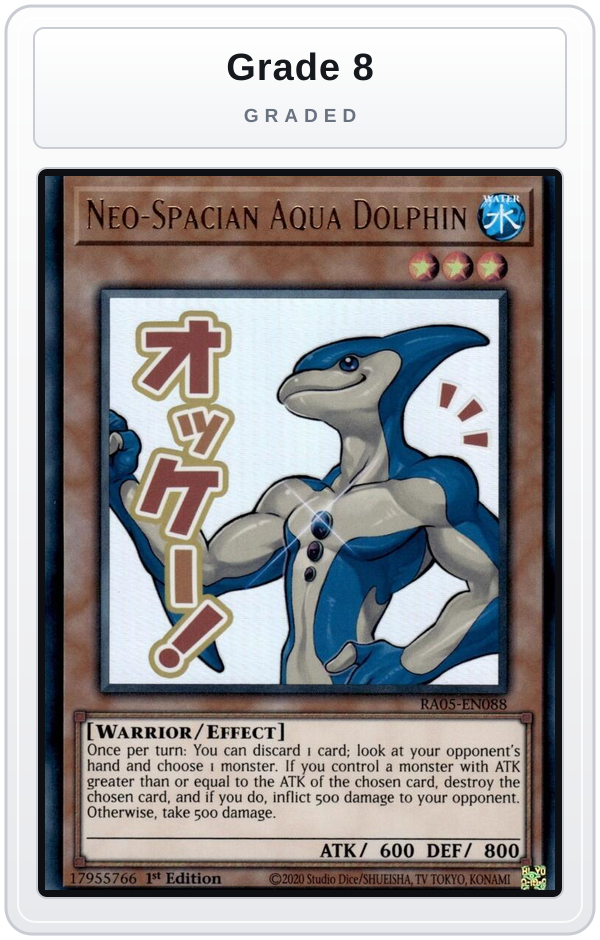 Graded - Neo-Spacian Aqua Dolphin — Grade 8 graded overlay