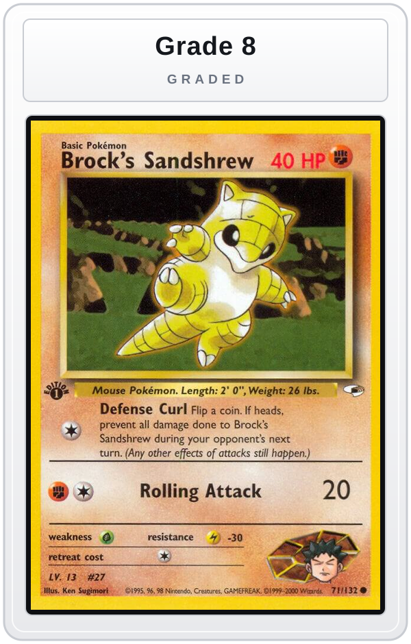 Graded - Brock's Sandshrew (71) — Grade 8 graded overlay