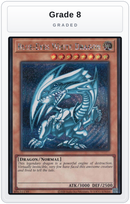 Graded - Blue-Eyes White Dragon (Secret Rare) — Grade 8 graded overlay