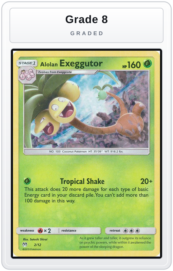 Graded - Alolan Exeggutor - 2/12 — Grade 8 graded overlay